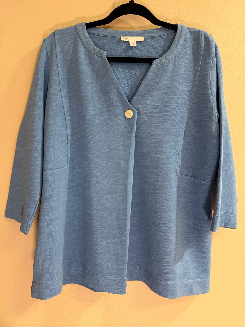 Pure Jill by J.Jill Light Blue 100% Organic Cotton Tunic Top Size M